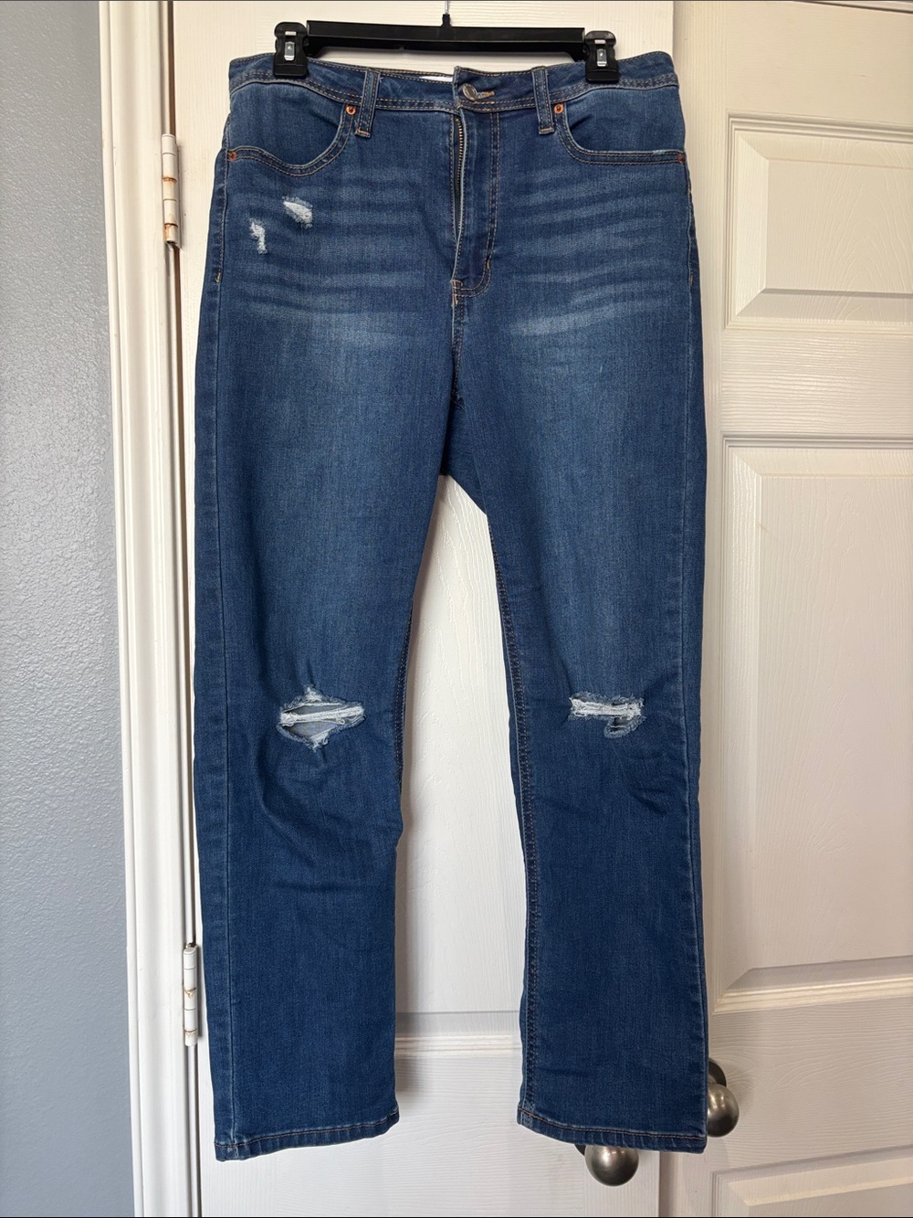 Vanilla Star Juniors Distressed High-Rise Blue Jeans